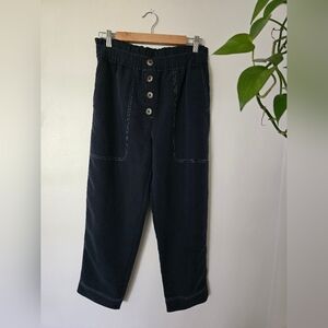 Zara Size Medium Blue Cropped Pull On Pants Elastic High Waist